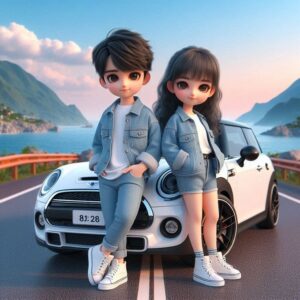 3D couple cartoon HD love wallpaper