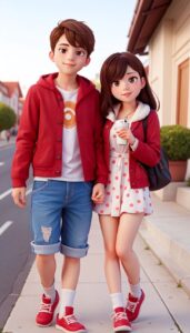 Cartoon couple 3D romantic HD wallpaper