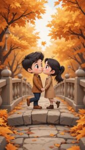Romantic 3D cartoon couple phone wallpaper
