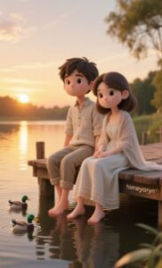 Couple goals 3D cartoon wallpaper