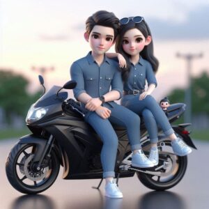 Lovely 3D cartoon couple digital art wallpaper