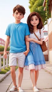 3D cartoon couple in love illustration wallpaper