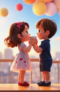 Beautiful 3D cartoon couple aesthetic wallpaper