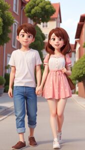 Love theme 3D cartoon couple background