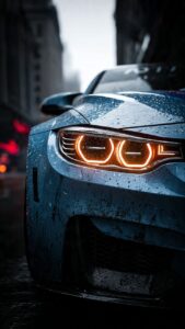 BMW car wallpaper with golden sunset