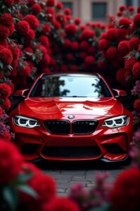 BMW car wallpaper with neon city theme