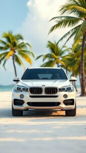 BMW car wallpaper with city night lights