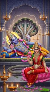 Lord Vishnu image in standing posture blessing devotees