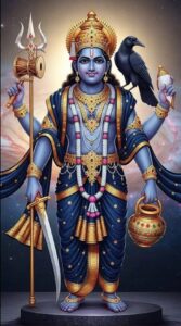 Lord Vishnu image with lotus and divine aura glow