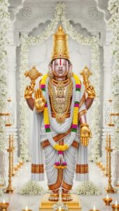 Lord Vishnu image in royal blue and yellow attire