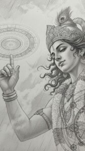 Lord Vishnu image with cosmic ocean and serpent Adishesha