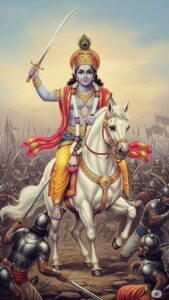 Colorful Lord Vishnu image digital painting artwork