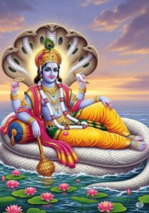 Lord Vishnu image in standing pose with sacred symbols