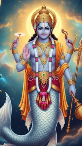 Traditional Lord Vishnu image in South Indian temple style