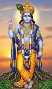 Peaceful Lord Vishnu image blessing devotees with Abhaya Mudra