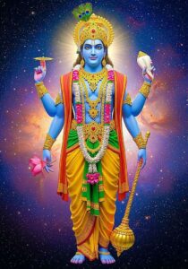 High-resolution Lord Vishnu image in traditional Hindu art style