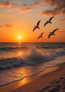 Nature morning sunrise images with bright sun rising above hills