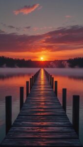 Calm morning sunrise images with sun above the horizon