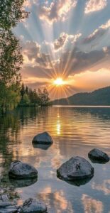 High resolution morning sunrise images with dramatic clouds