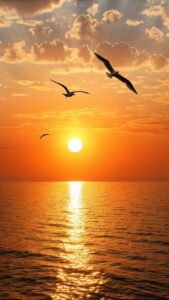 Morning sunrise images with colorful clouds and blue sky