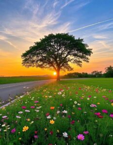 Morning sunrise images with warm orange sky