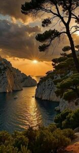 Fresh morning sunrise images with soft light and mist