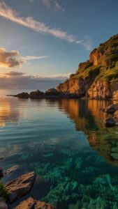 Bright morning sunrise images with sunlight over lake