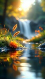 Peaceful golden morning sunrise images in nature