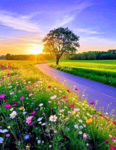 Calm nature morning sunrise images with peaceful view