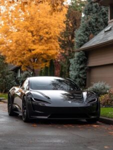 Tesla Model Y wallpaper in stylish blue color