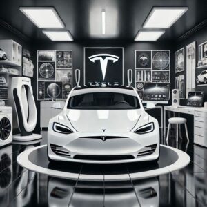 Tesla wallpaper with dramatic sunset lighting