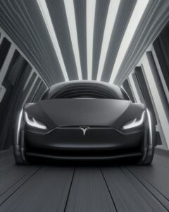 Tesla wallpaper with scenic landscape road trip