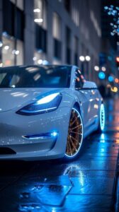 Tesla wallpaper with futuristic electric car design