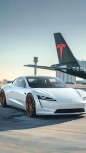 Tesla car wallpaper aesthetic sunset background