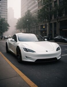 Tesla wallpaper featuring electric car technology theme