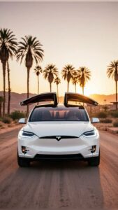 Tesla Model X wallpaper with falcon wing doors